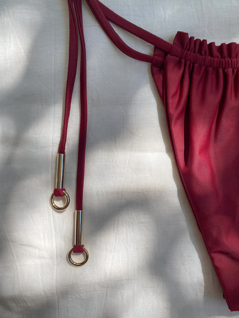 The Anita Ruffle Edge Bottom - Merlot